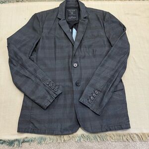 GUESS men's blazer jacket dark grey plaid/check pattern. Sz. L